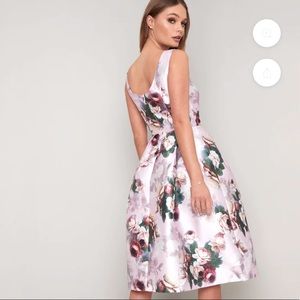 NWT Chi Chi London Floral Print Midi Dress in Pink NEW WITH TAGS SIZE 8